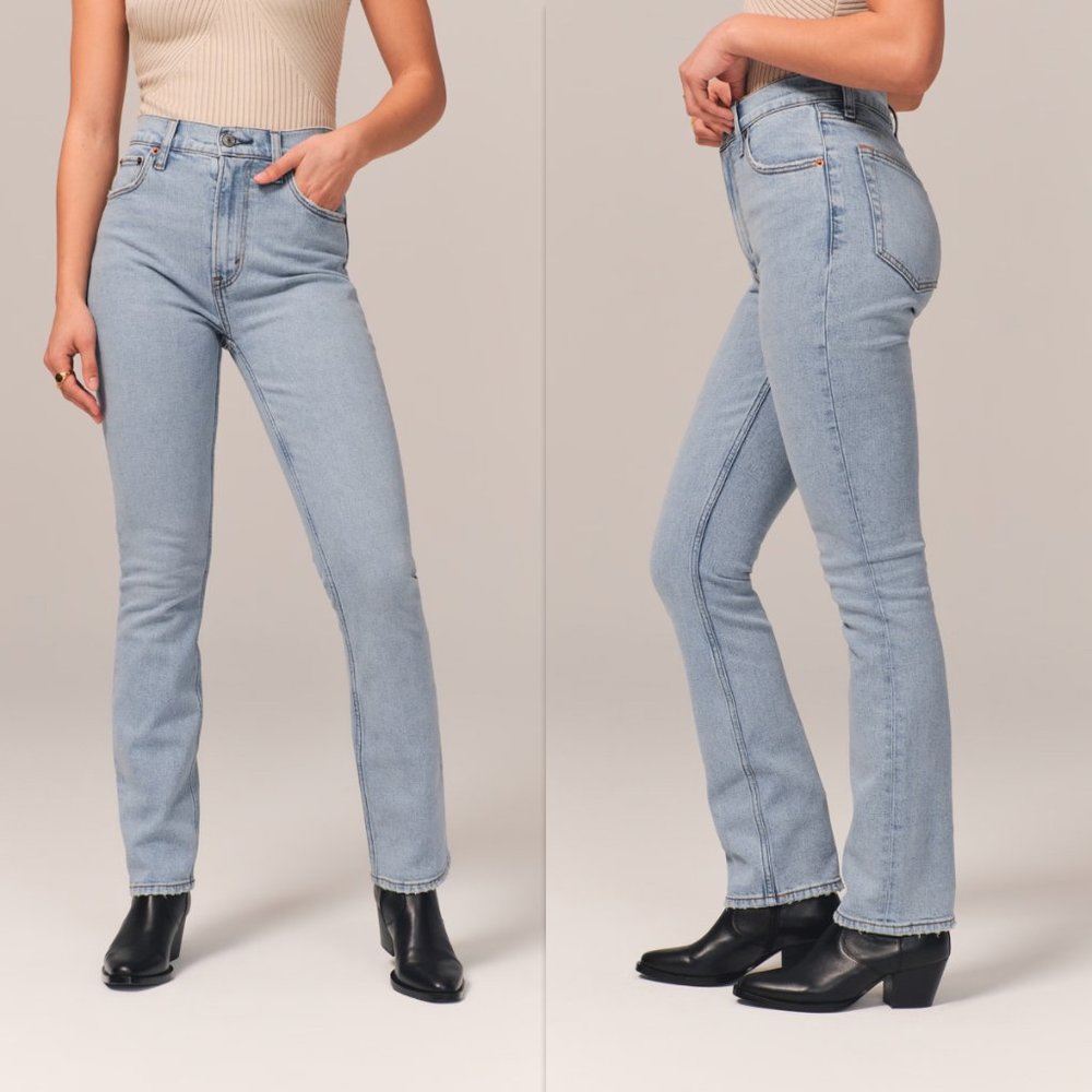 Abercrombie & Fitch Curve Love Ultra High Rise 90s Slim Straight Jean